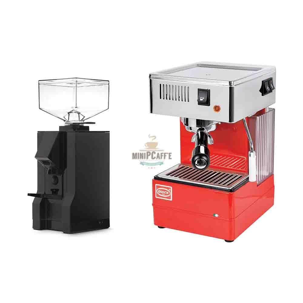 QuickMill 820 Red and Eureka Manuale Grinder - MiniPCaffe.com